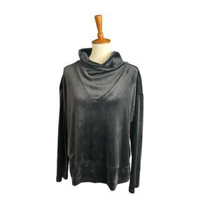 RBX Active Women's Velvet Long Sleeve Pullover Black Top Large